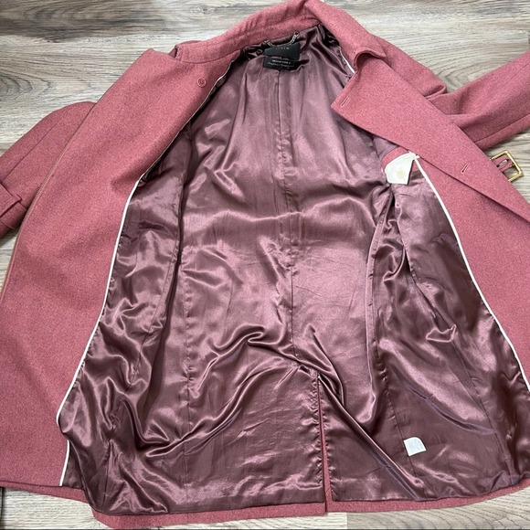 J. Crew Belted Mauve (Rosewood) Pink Coat Italian Wool Melton - Picture 3 of 9